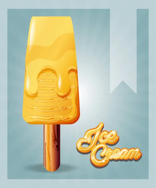 Delicioso helado en palo — Vector de stock