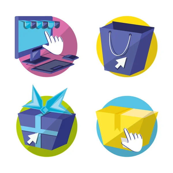 Online-Shopping-Set Symbole — Stockvektor