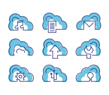 bulut bilgi işlem ağ Icons set