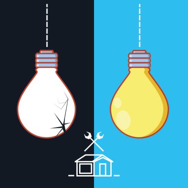 ev onarım simgelerle ampul