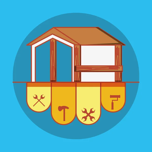 Hausbau mit Hausreparatur-Symbolen — Stockvektor