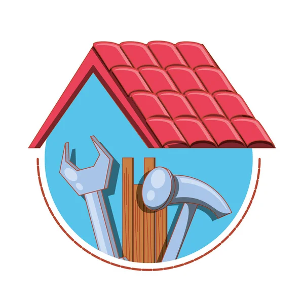 Estrutura do telhado com ícones de reparação home —  Vetores de Stock