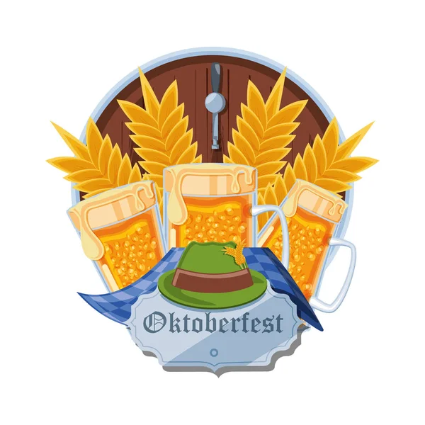 Jars beers oktoberfest celebration — Stock Vector