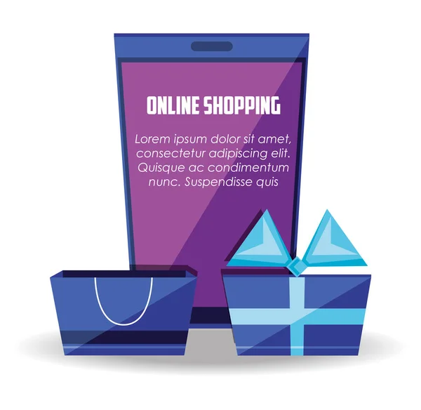 Online Shopping Mit Smartphone Vektor Illustration — Stockvektor