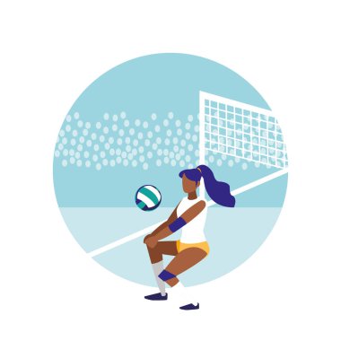 Genç kadın voleybol izole simgesi pratik