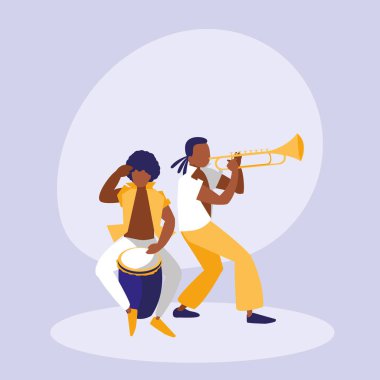 Mambo grubu avatar karakter vektör çizim tasarımı