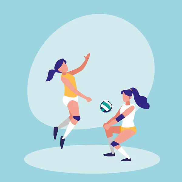 妇女练习排球孤立图标 — 图库矢量图片