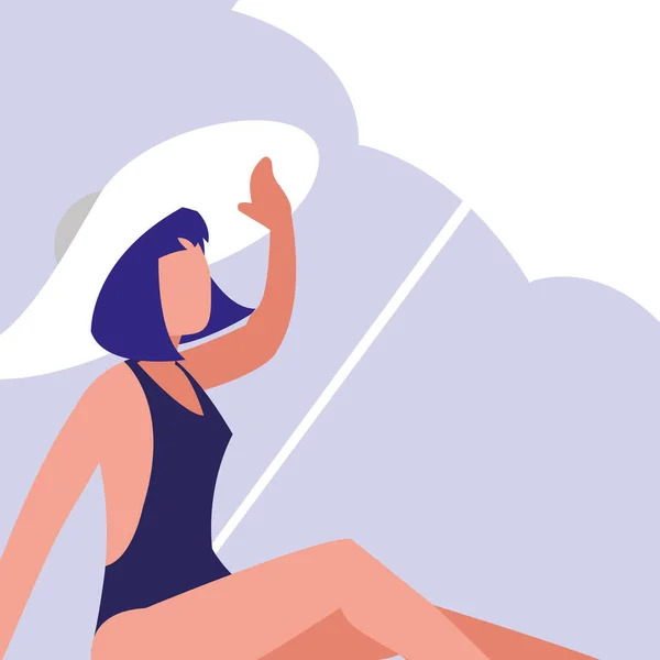 Woman Beach Swimsuit Vector Illustration Design — Stock Vector