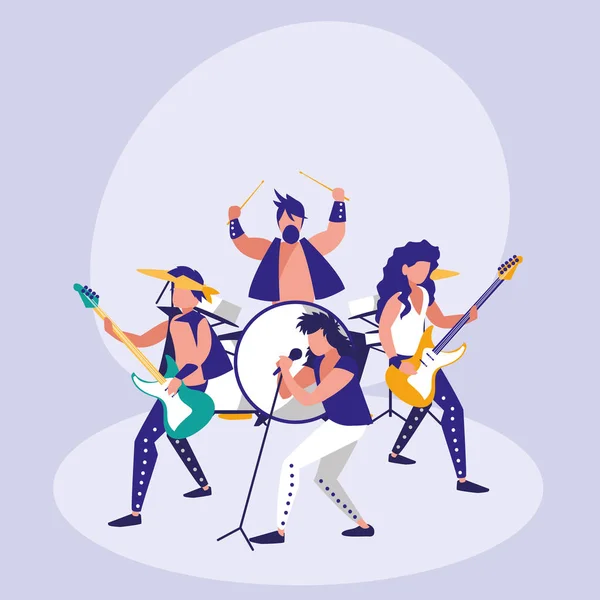 Band of rock avatar character — Stock Vector