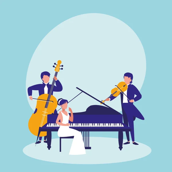 Groupe de personnes jouant des instruments de musique — Image vectorielle