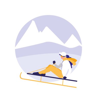 buz avatar karakter üzerinde kayak pratik kadın