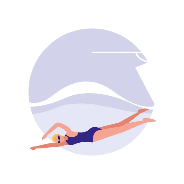 Femme pratiquant la natation avatar personnage — Image vectorielle