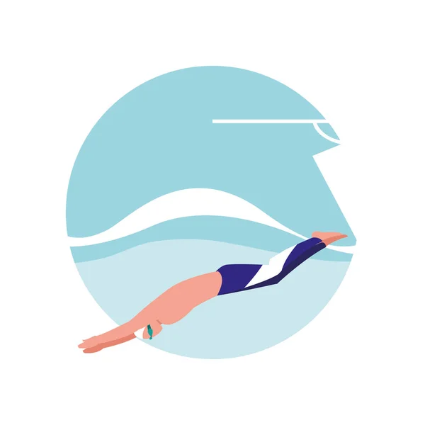 Homme pratiquant la natation avatar personnage — Image vectorielle