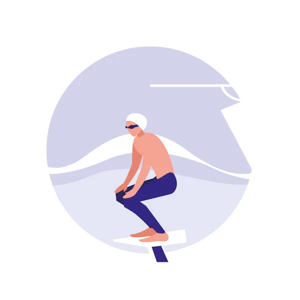 Человек практикующий плавание аватар характер — стоковый вектор