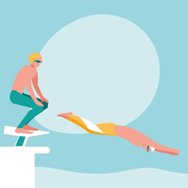练习游泳头像字符的人 — 图库矢量图片