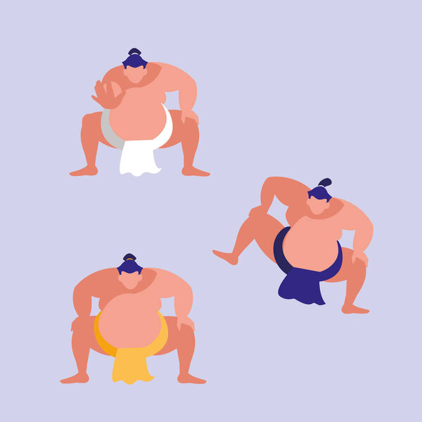 men practicing sumo avatar character