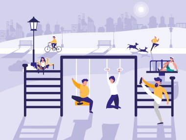 park bahçesi izole simgesi olan kişilerde