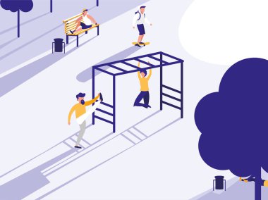 park bahçesi izole simgesi olan erkeklerde