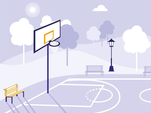 Basketballfeld Und Park Isoliert Icon Vektor Illustration Design — Stockvektor