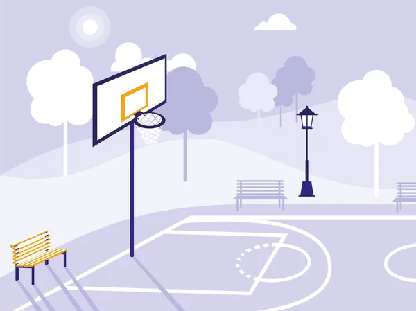 Campo Basquete Parque Isolado Ícone Vetor Ilustração Design —  Vetores de Stock