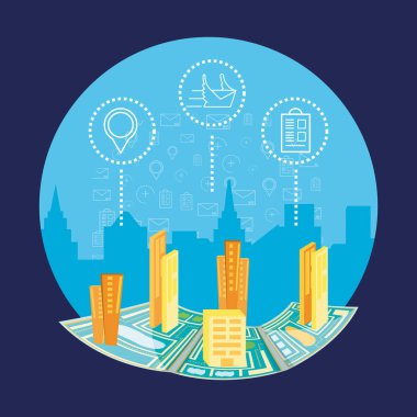 cityscape izole simgesi olan lojistik hizmeti