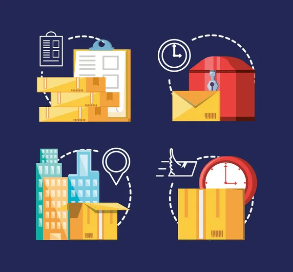 Set icons of logistic service — Stock Vector