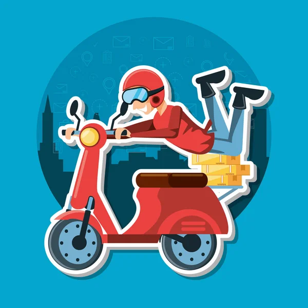 Courier man av logistisk service i motorcykel — Stock vektor