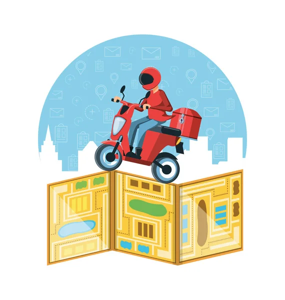 Courier man av logistisk service i motorcykel — Stock vektor