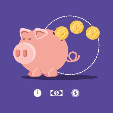 Piggy ve paralar izole kutsal kişilerin resmi kaydetme