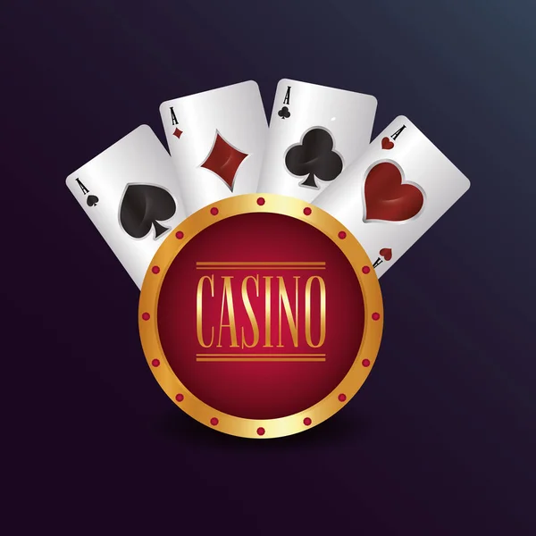 Casino poker rozeti kartları yuvarlak oyun uygun — Stok Vektör