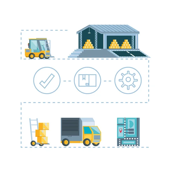 Service de livraison icônes infographiques — Image vectorielle