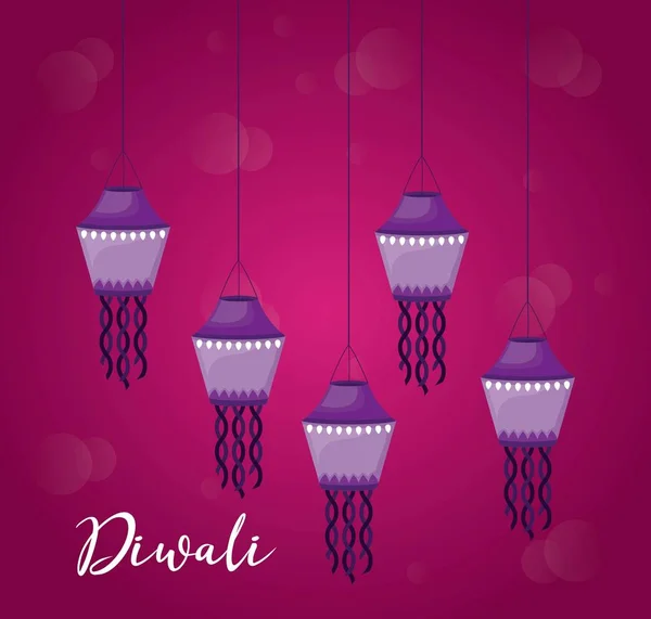 Laternen hängen diwali Festival Symbol — Stockvektor