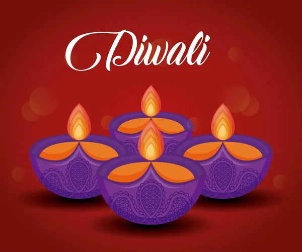 Candles diwali festival isolated icon — Stock Vector