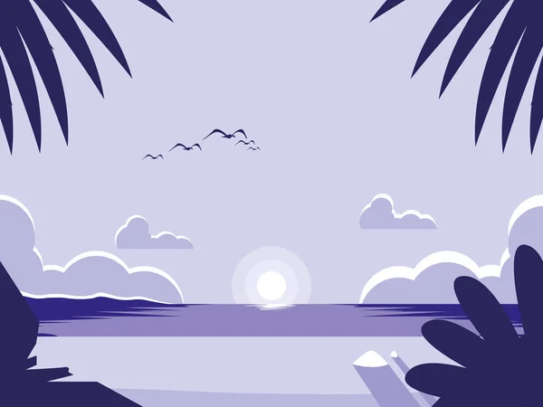 Ícone de cena de paisagem marinha tropical — Vetor de Stock
