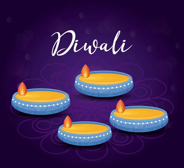 Kerzen diwali Festival isolierte Ikone — Stockvektor