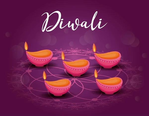 Kerzen diwali Festival isolierte Ikone — Stockvektor