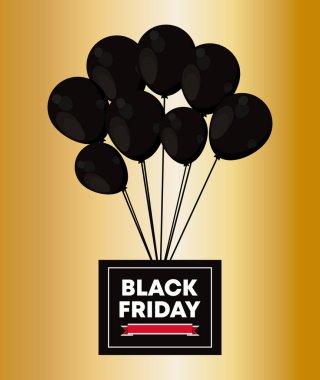 siyah Cuma etiket balonları hava ile