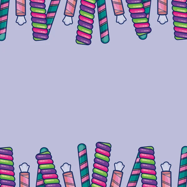 Cadre de bonbons sucrés dans les barres — Image vectorielle
