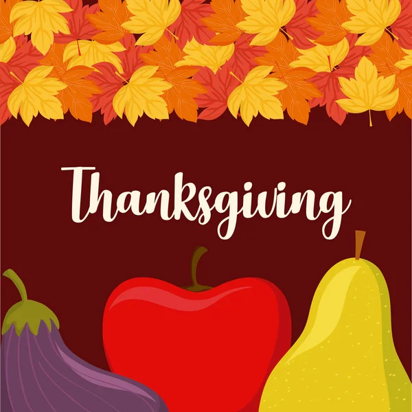 Pomme à la poire et aubergine thanksgiving — Image vectorielle