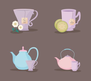 Çaydanlık ve bardak çay simge kümesi
