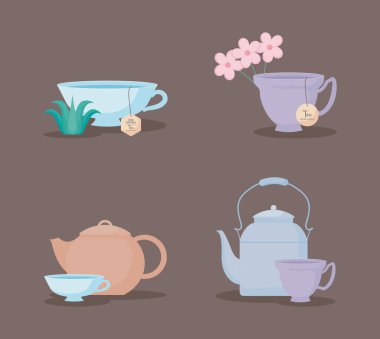 Çaydanlık ve bardak çay simge kümesi