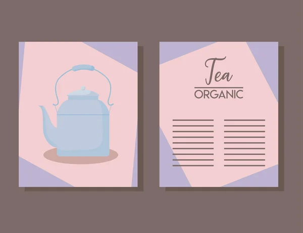 Menu card with teapot isolated icon — Stock Vector