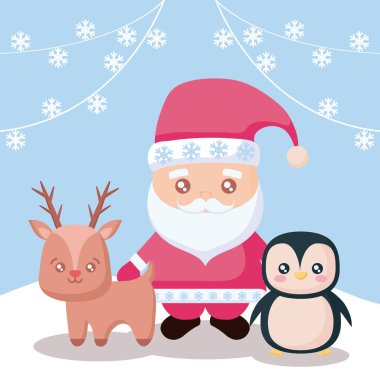 Noel Baba Ren geyiği ve penguen