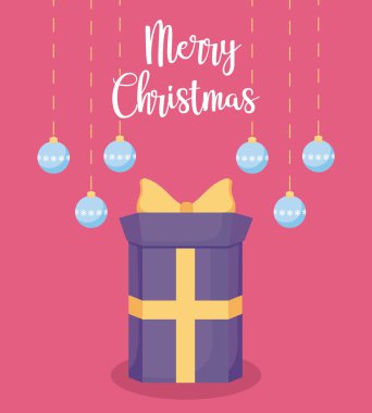 Noel topları dekorasyonu ile hediye kutusu