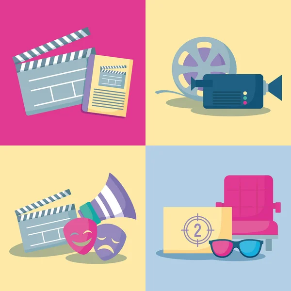 Set icônes du cinéma — Image vectorielle