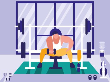 Ağırlık mı spor salonu kutsal kişilerin resmi içinde adam