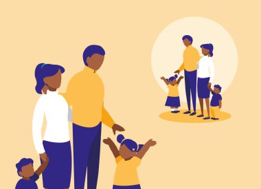 Çocuk avatar karakter ile şirin aile