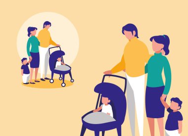 Çocuk avatar karakter ile şirin aile