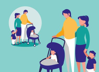 Çocuk avatar karakter ile şirin aile