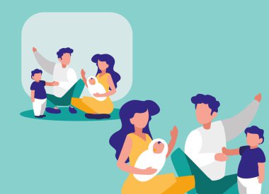 Çocuk avatar karakter ile şirin aile